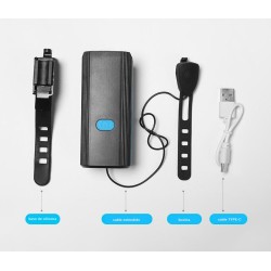 Luz Bici Delantera Recargable Con Bocina Impermeable Negro