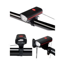 Luz Bici Delantera Recargable Con Bocina Impermeable Rojo